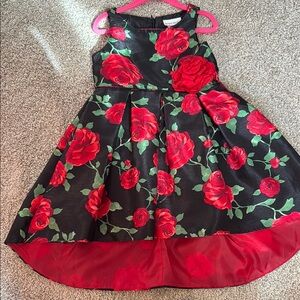 Floral Kids Dress - Black and Red